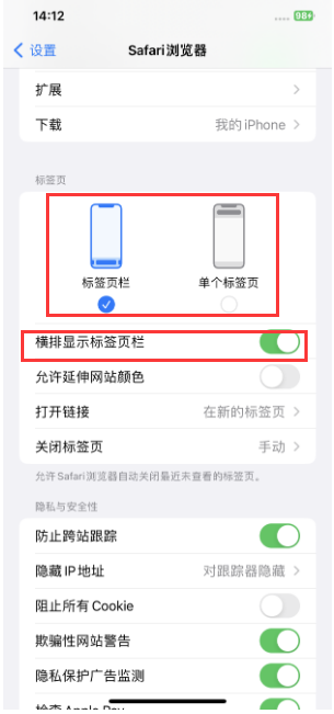 开鲁苹果手机维修分享Safari浏览器如何切换标签栏位置 