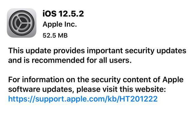 开鲁苹果手机维修分享iOS12.5.2发布，建议所有老苹果用户安装 